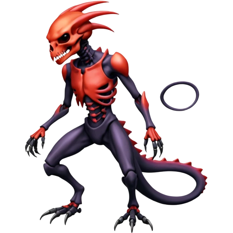 Shiny Futuristic Badass Demonic Spectral Dusky Spooky Skull-faced Cool Hot Stylish Handsome Alien-Salandit-Darkrai-Genesect-Fakémon-fusion (full body) emoji