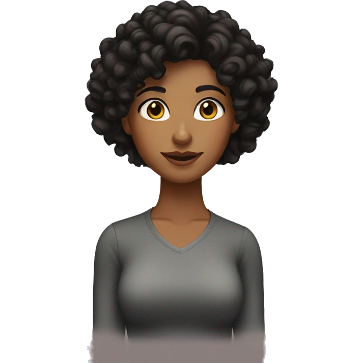 Tan skin woman, curly black hair , dark eyes emoji