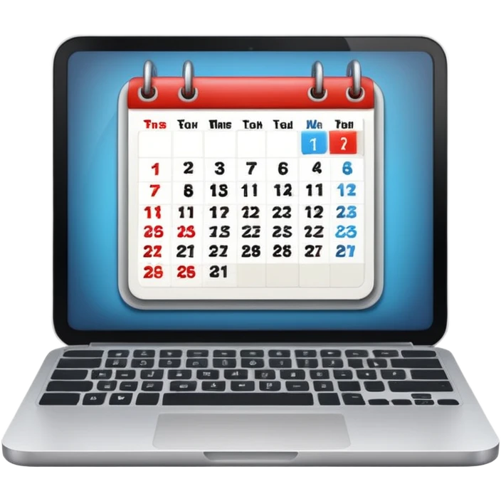 apple style emoji of a laptop with a calendar and tasks visible on the screen emoji