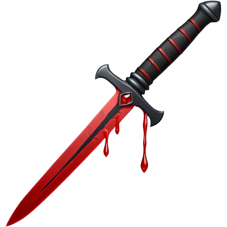 iOS emoji, dark fantasy dagger, obsidian blade, runes, blood drop, clean render, minimalism emoji