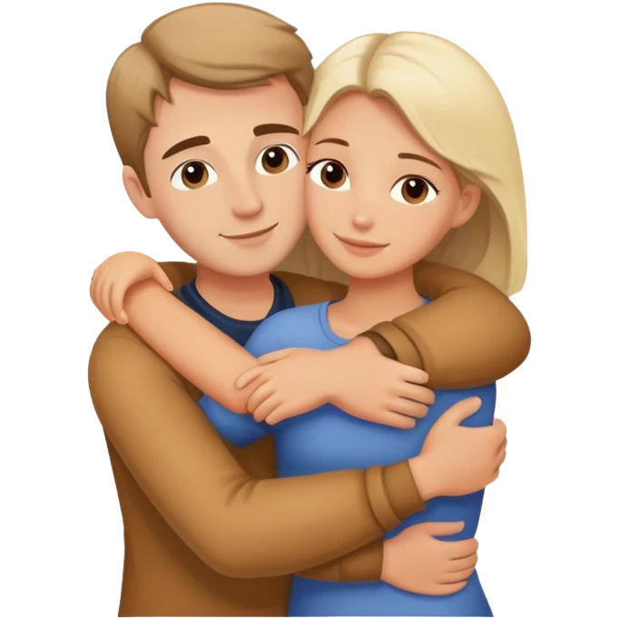 Caucasian people hugging each other, friendship, warm embrace emoji