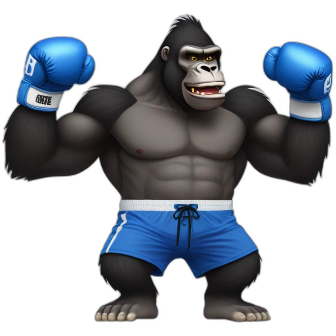 One Piece-style arched back gorilla with boxing gloves and white nike "air force one". emoji