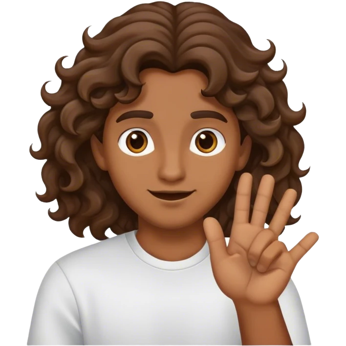 a wavy hair brown skin flipping off the camera emoji