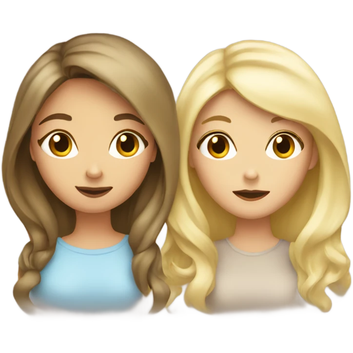 Two girls kissing one with brunette hair one with blonde emoji