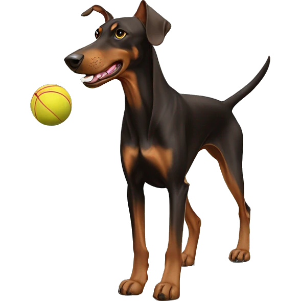 Brown dobermann playing ball emoji