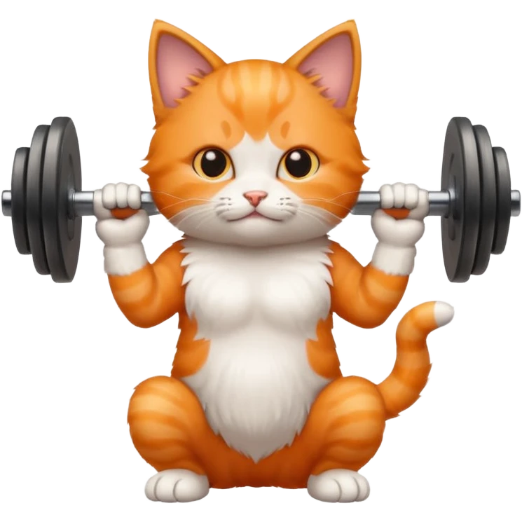 Kitten doing dumbell curls emoji