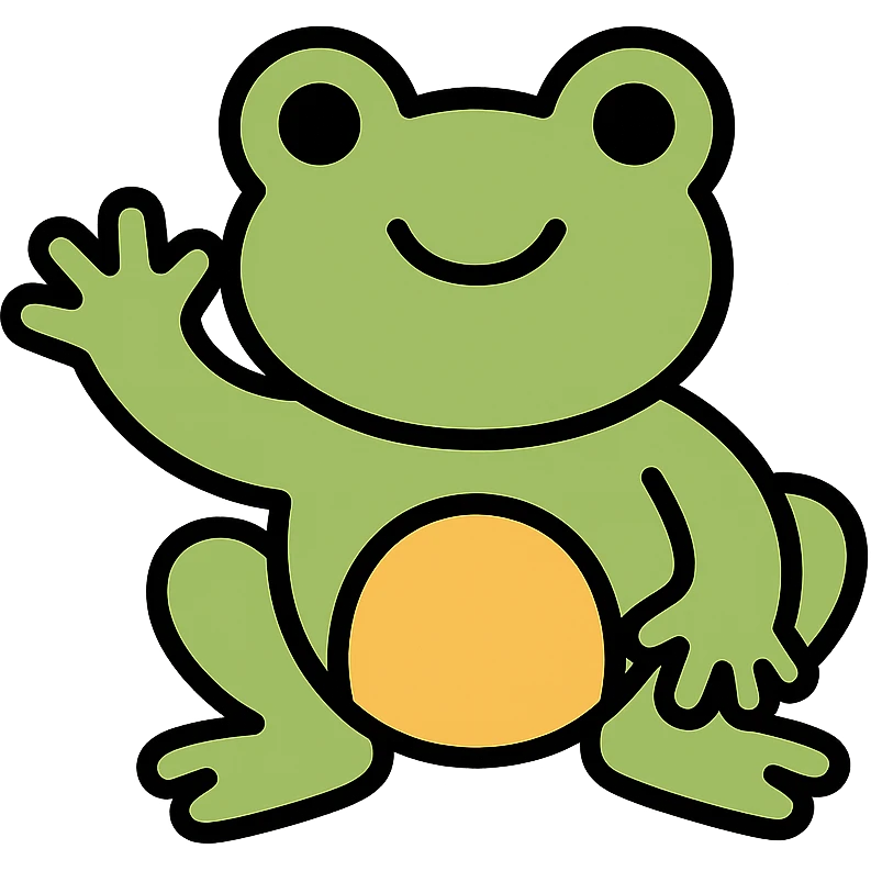smiling frog waving emoji