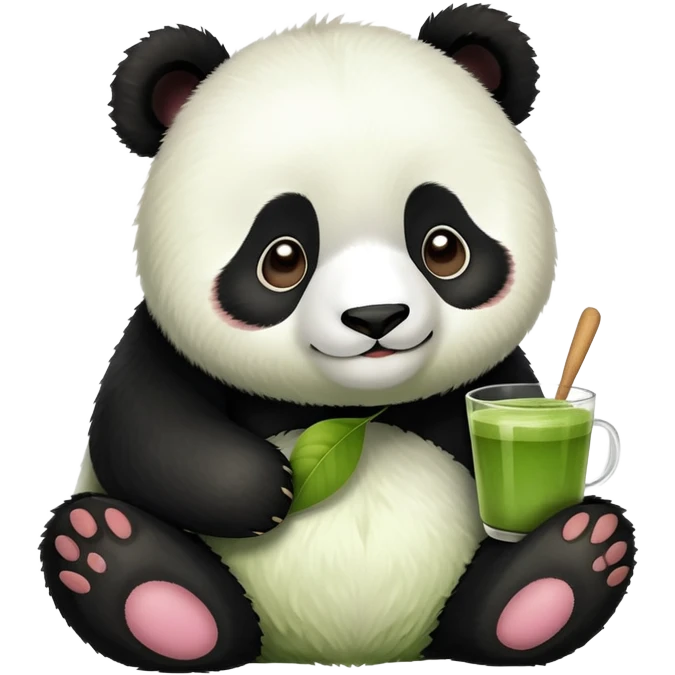 cute panda with matcha emoji