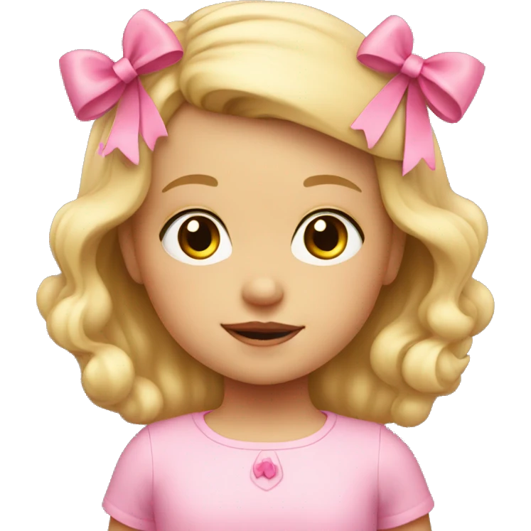 Blonde toddler girl with pink bow  emoji
