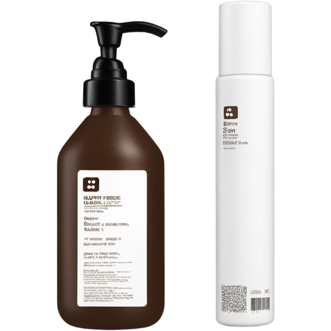 slim and tall brown oil cleanser bottle with white chinese label and white pump emoji