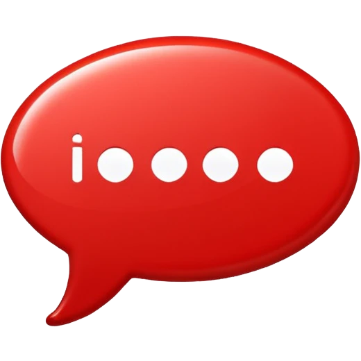 Minimal design featuring a red speech bubble that contains a white play button. On a white background, no text. Suggests intelligent conversation about video content. Clean, modern and tech-oriented emoji