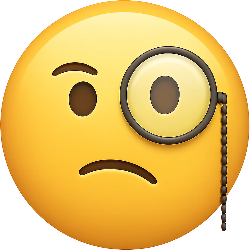yellow face with monocle emoji, digital illustration emoji
