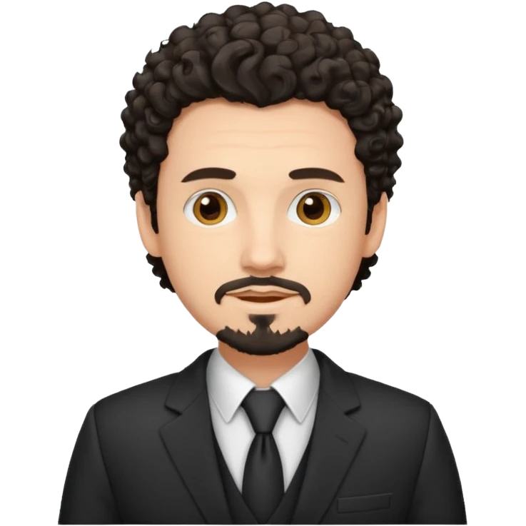 Create a white young man with curly dark hair and Goatee lawer emoji