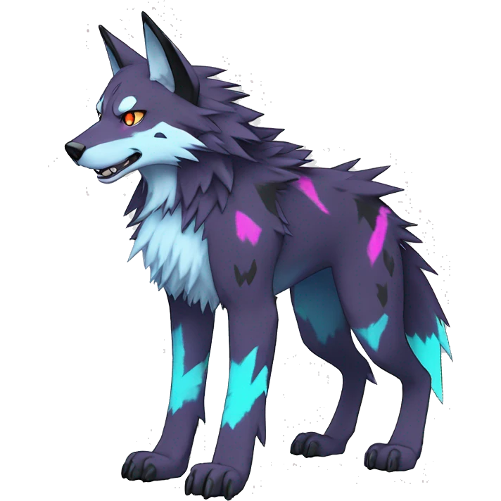  Cool Edgy Colorful Digimon-Fakemon-Wolf with edgy markings full body emoji