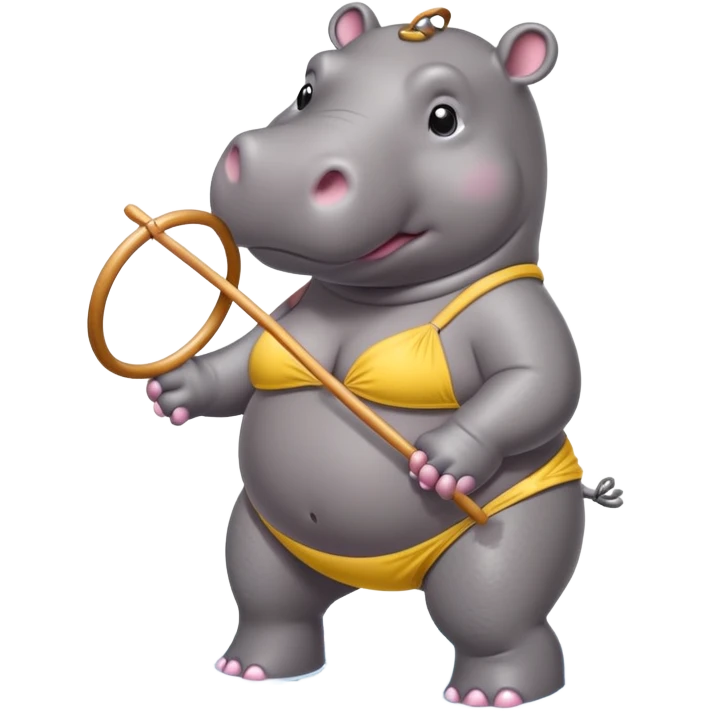 Hula hooping Hippo in a bathing suit  emoji