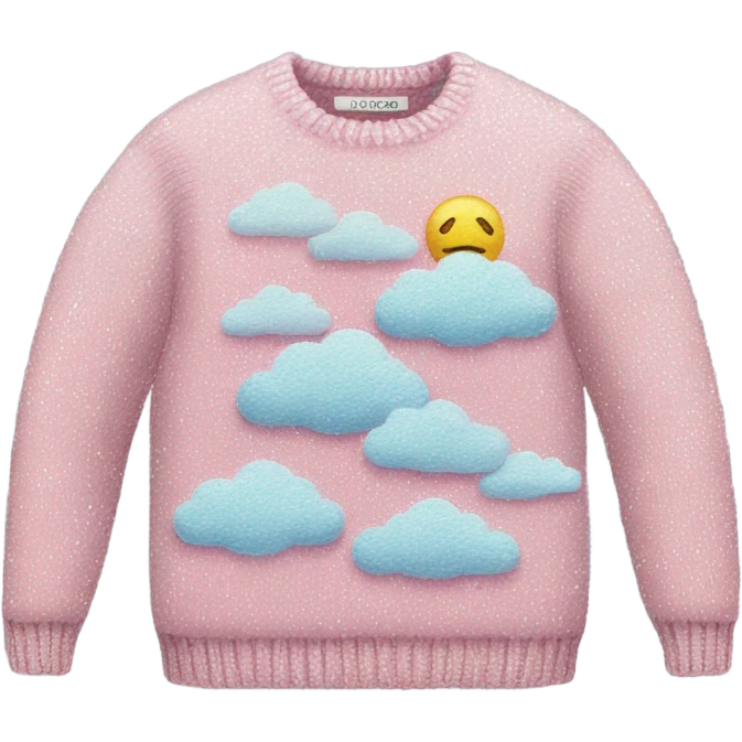 Knit sweater with clouds glitter design emoji