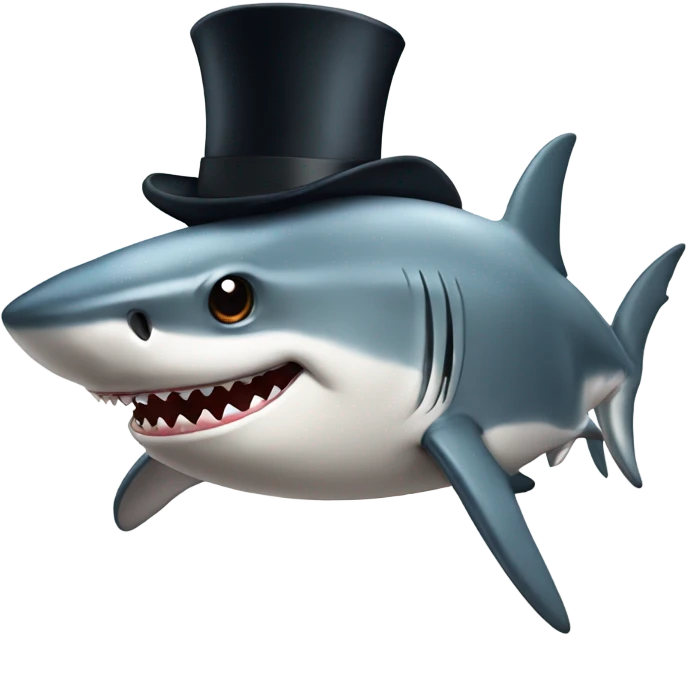 Shark with a top hat emoji