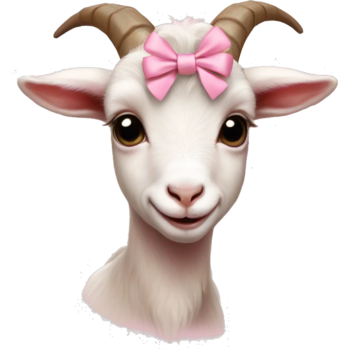 pastel pink baby goat with bow realistic emoji