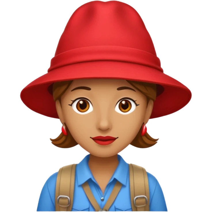 unique looking tourist with big unique red tourist hat emoji