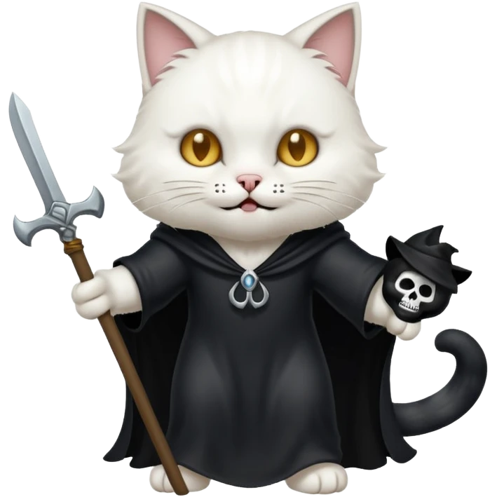 cat defeating grim reaper triumphantly emoji