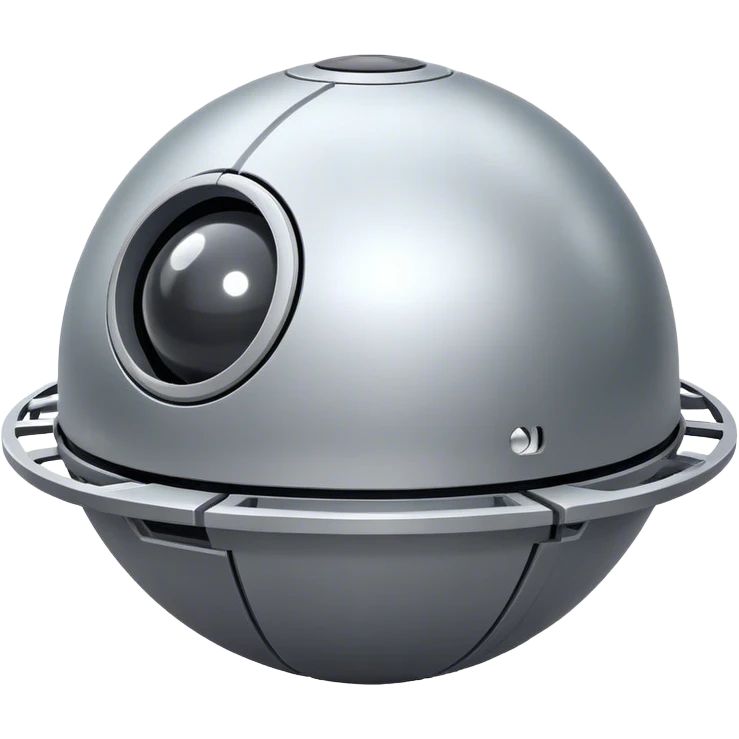 a simple, spherical spaceship shaped like a ball, with a smooth surface and minimalistic details. Use a plain background. emoji