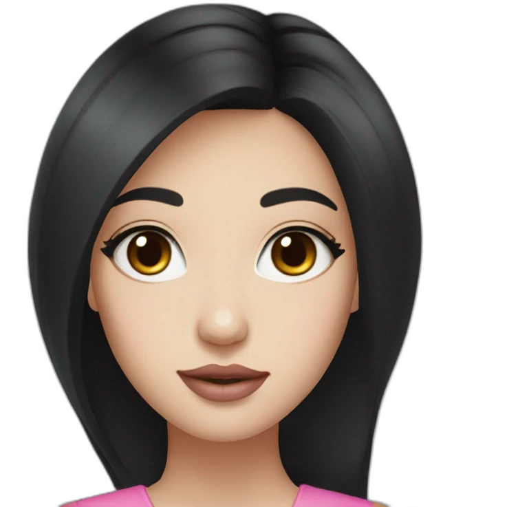 Beautiful woman,Black hair,long hair,White skin,oval face,big eyes,Blackeyes,Pink lips,Chinese emoji