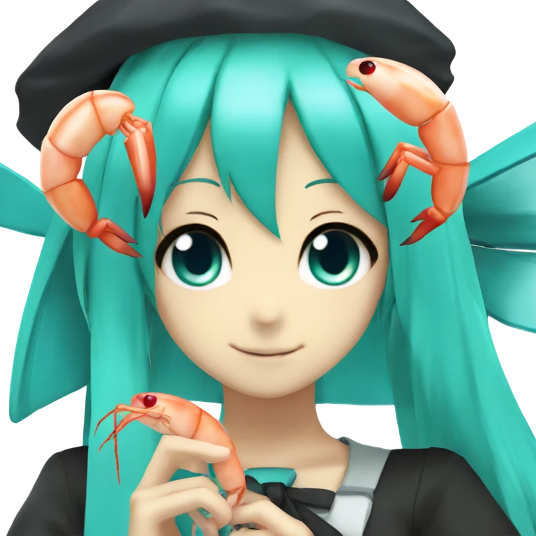 hatsune miku with a shrimp emoji