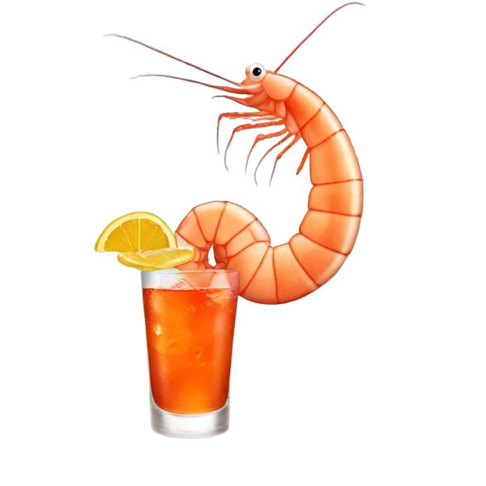 A shrimp having an aperol spritz emoji