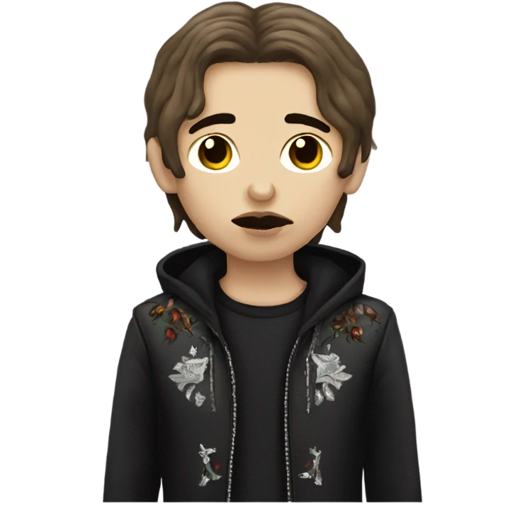 Mexican goth girl kissing brown haired white boy emoji