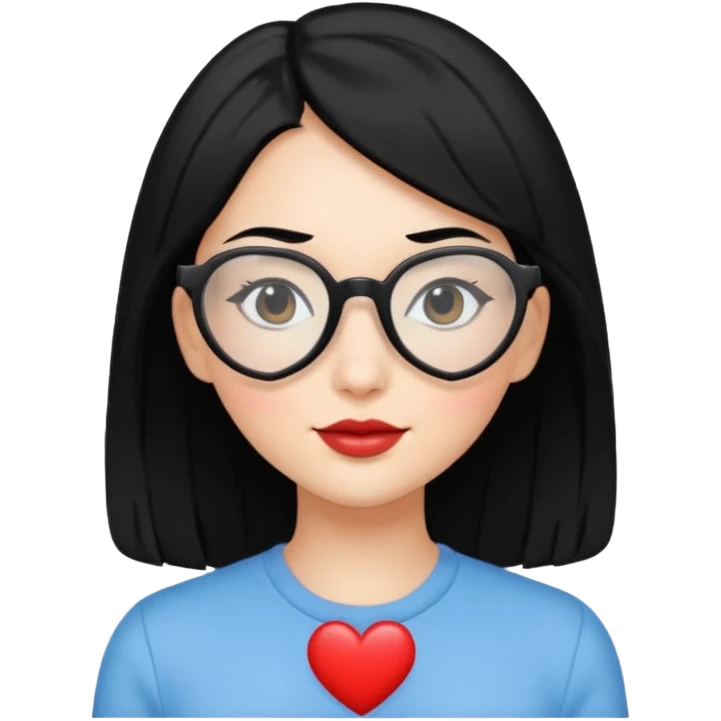 heart shaped Glasses Lady black hair emoji