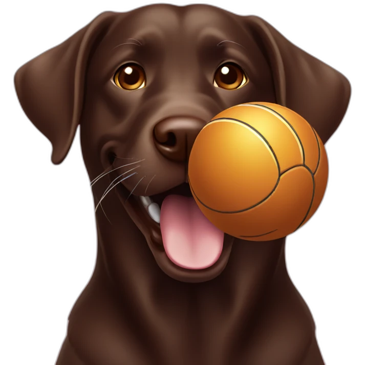 Chocolate labrador playing with ball emoji
