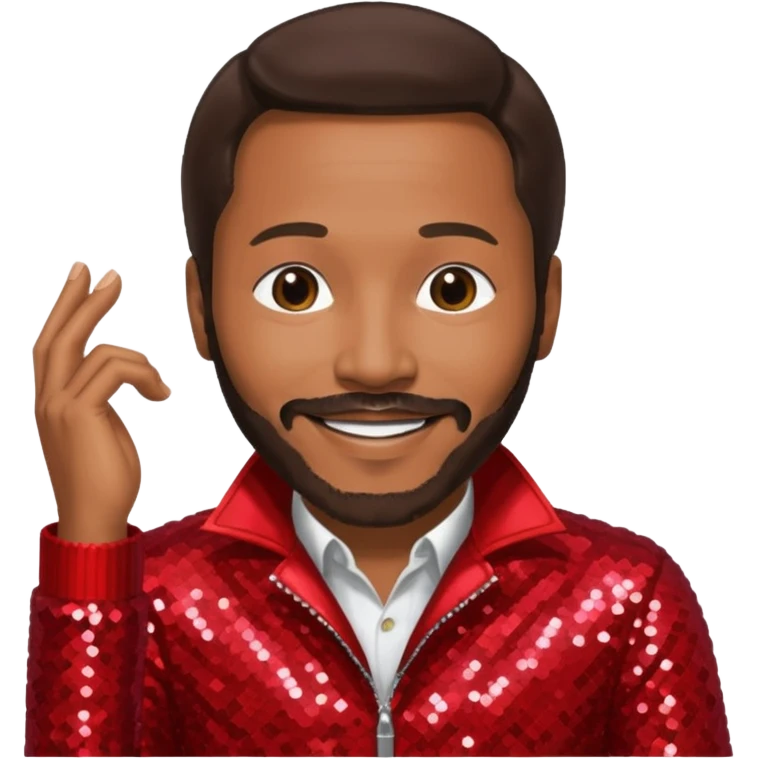 Marvin Gaye with dark brown hair, red sequin outfit emoji