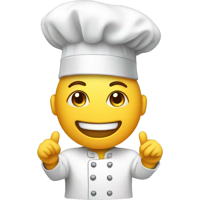 Emoji with chefs hat on holding hands up  emoji