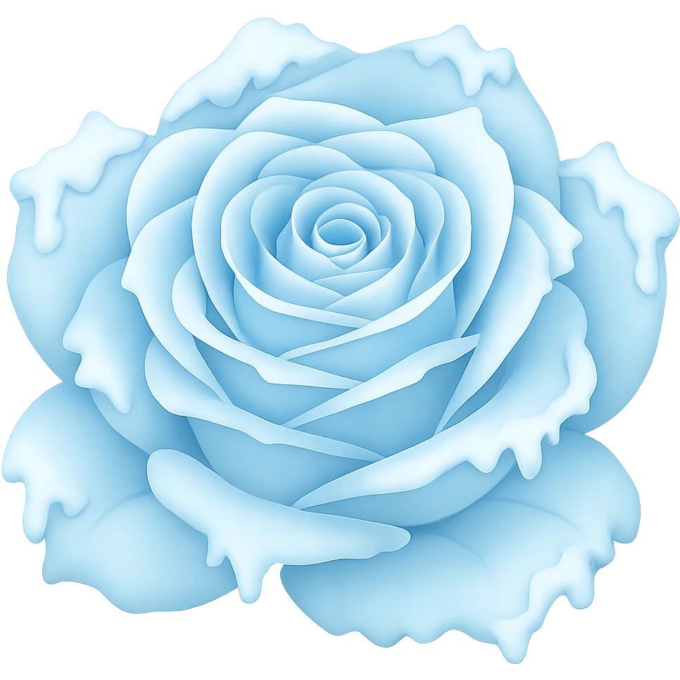 Make the frozen rose pastel colored in the style of emoji, with no background. emoji
