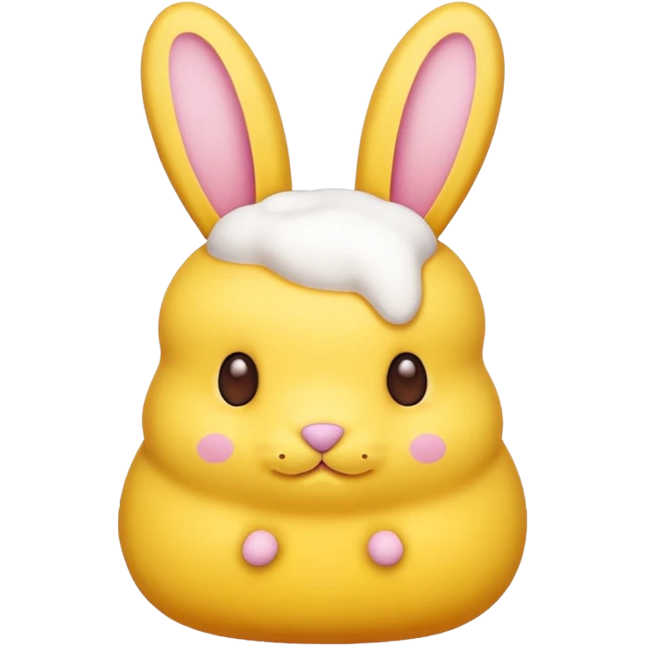 peeps bunny all yellow with three brown dots for eyes and nose emoji