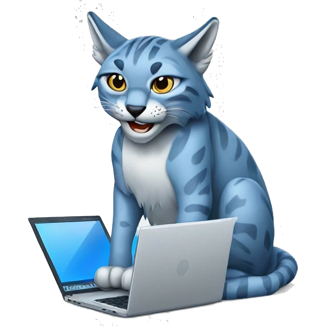 A blue lynx with a laptop emoji