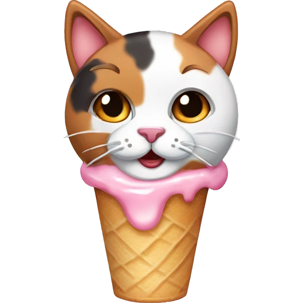 calico cat with icecream sundae  emoji