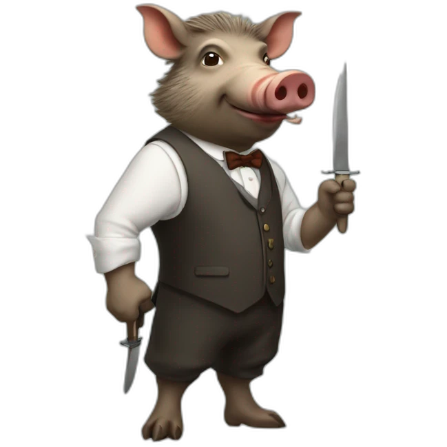 well dressed boar with knifes emoji