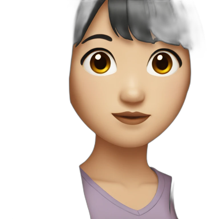 asian girl with bangs and black long hair emoji