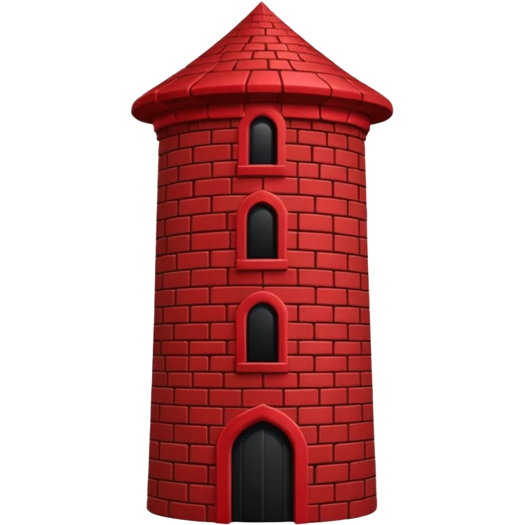iOS sticker, dark fantasy tower, monochrome red, minimal emoji