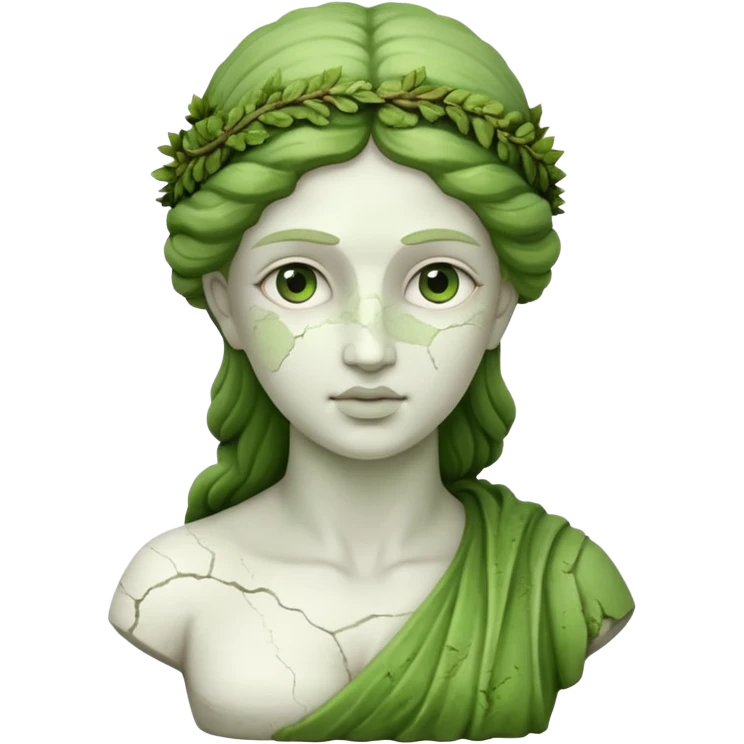 female greek sculpture with moss emoji