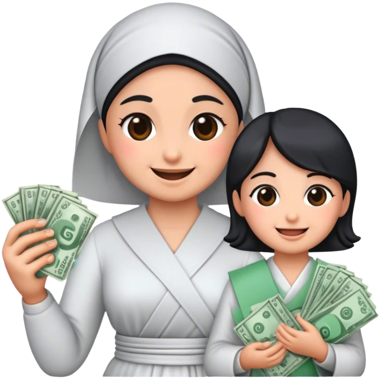 Imjoji with a smile and Sibyl and money emoji