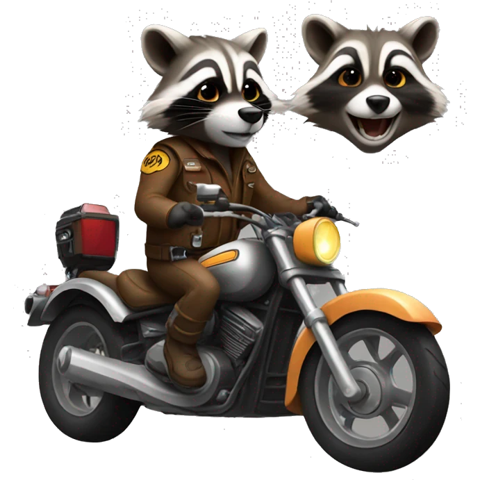 Racoon ride motorcycles  emoji