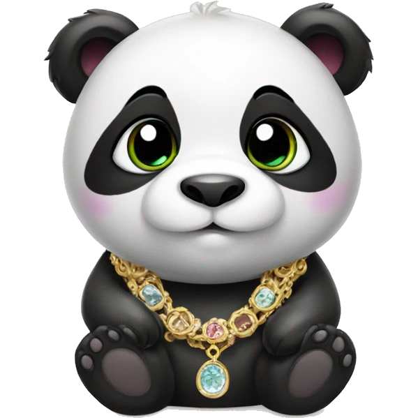 cute panda with jewelry  emoji