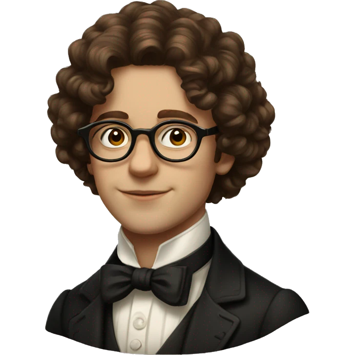 young victorian man with glasses, brown curly hair emoji