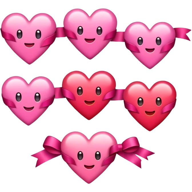 Cute hearts emojis love emojis with ribbons emoji