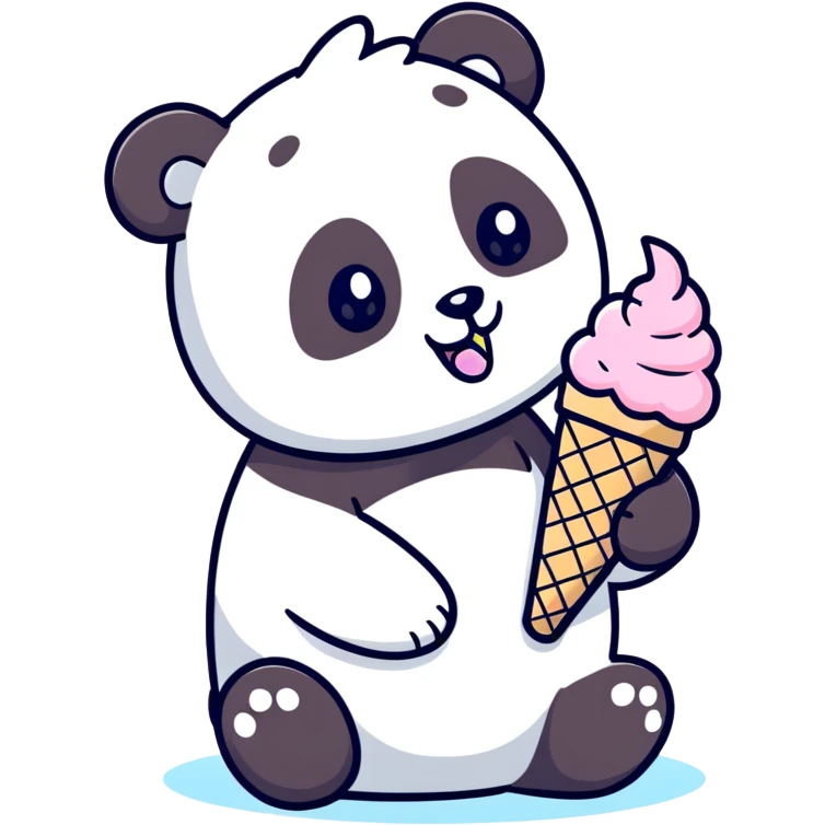 Panda eating ice cream emoji