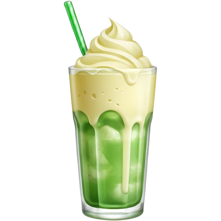 Japanese cream soda green on a glass with ice ice cream vanilla 1 scoop on top emoji