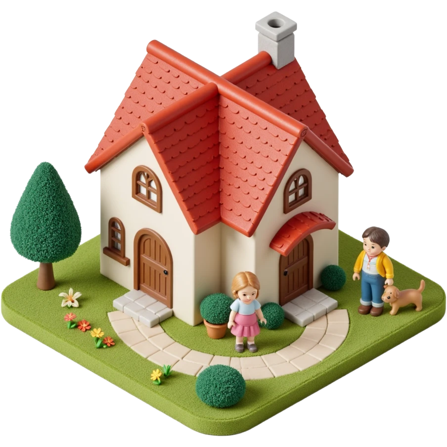 palace house with a family and pet emoji