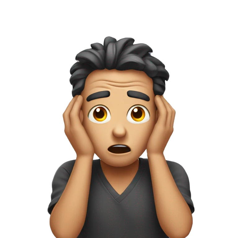 Shocked Guy with his hands around his head emoji